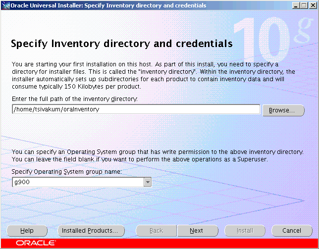 Specify the Inventory Directory and Credentials.