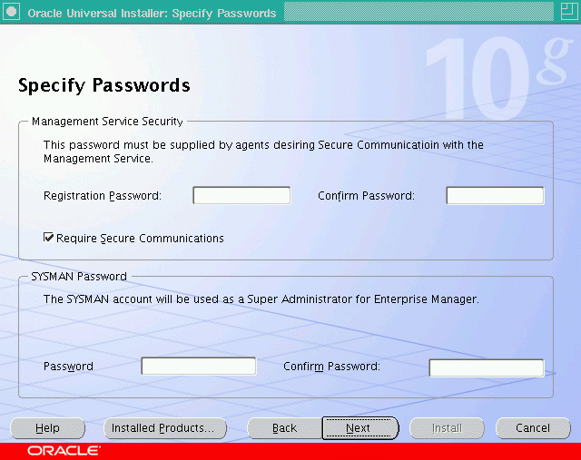 Specify OMS and repository security details.