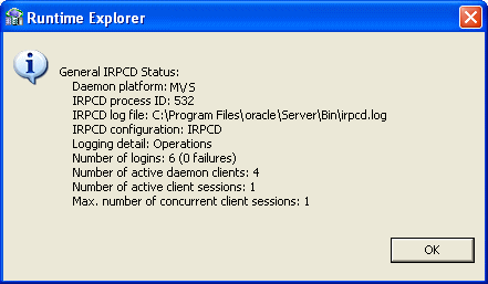 The image shows example of daemon status. The image shows example of daemon status.