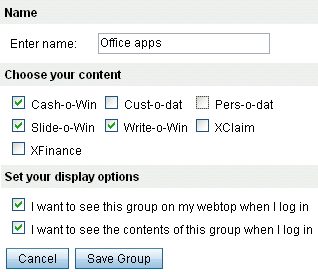 Screen capture of the Edit Groups tab showing the settings for creating a group