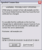 Screenshot of the Spoofed Connection message