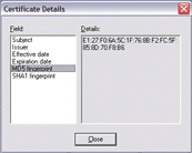 Screen capture of Certificate Details dialog