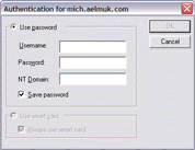 Screen capture of the Application Authentication dialog