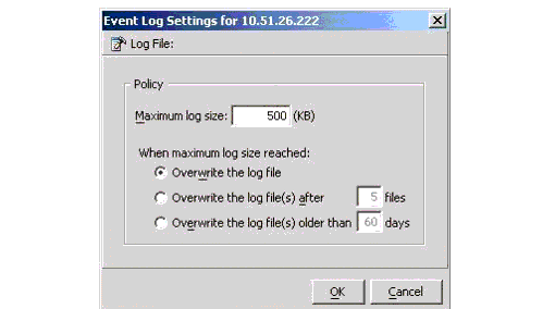 Event Log Settings